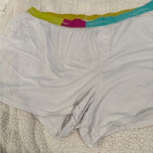 Calvin Klein Women's White Pajama Shorts with Multicolor Waistband 3XL